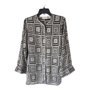 Judith Hart Tunic Top XS Geometric Print Cap Sleeve Women Lightweight Boho